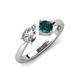 3 - Lysha 1.60 ctw Moissanite Pear Shape (7x5 mm) & London Blue Topaz Cushion Shape (5.00 mm) Toi Et Moi Engagement Ring 