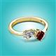 2 - Lysha 1.60 ctw Moissanite Pear Shape (7x5 mm) & Red Garnet Cushion Shape (5.00 mm) Toi Et Moi Engagement Ring 