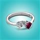 2 - Lysha 1.47 ctw Moissanite Pear Shape (7x5 mm) & Rhodolite Garnet Cushion Shape (5.00 mm) Toi Et Moi Engagement Ring 