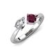 3 - Lysha 1.47 ctw Moissanite Pear Shape (7x5 mm) & Rhodolite Garnet Cushion Shape (5.00 mm) Toi Et Moi Engagement Ring 