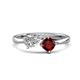 1 - Lysha 1.60 ctw Moissanite Pear Shape (7x5 mm) & Red Garnet Cushion Shape (5.00 mm) Toi Et Moi Engagement Ring 