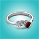 2 - Lysha 1.60 ctw Moissanite Pear Shape (7x5 mm) & Red Garnet Cushion Shape (5.00 mm) Toi Et Moi Engagement Ring 