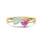 1 - Lysha 1.16 ctw Opal Pear Shape (7x5 mm) & Lab Created Pink Sapphire Cushion Shape (5.00 mm) Toi Et Moi Engagement Ring 