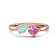 1 - Lysha 1.16 ctw Opal Pear Shape (7x5 mm) & Lab Created Pink Sapphire Cushion Shape (5.00 mm) Toi Et Moi Engagement Ring 