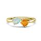 1 - Lysha 0.85 ctw Opal Pear Shape (7x5 mm) & Citrine Cushion Shape (5.00 mm) Toi Et Moi Engagement Ring 