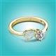 2 - Lysha 0.92 ctw Opal Pear Shape (7x5 mm) & Moissanite Cushion Shape (5.00 mm) Toi Et Moi Engagement Ring 