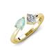 3 - Lysha 0.92 ctw Opal Pear Shape (7x5 mm) & Moissanite Cushion Shape (5.00 mm) Toi Et Moi Engagement Ring 