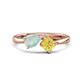 1 - Lysha 1.16 ctw Opal Pear Shape (7x5 mm) & Lab Created Yellow Sapphire Cushion Shape (5.00 mm) Toi Et Moi Engagement Ring 