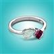 2 - Lysha 0.97 ctw Opal Pear Shape (7x5 mm) & Rhodolite Garnet Cushion Shape (5.00 mm) Toi Et Moi Engagement Ring 