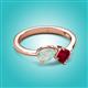 2 - Lysha 1.16 ctw Opal Pear Shape (7x5 mm) & Lab Created Ruby Cushion Shape (5.00 mm) Toi Et Moi Engagement Ring 