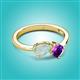 2 - Lysha 0.85 ctw Opal Pear Shape (7x5 mm) & Amethyst Cushion Shape (5.00 mm) Toi Et Moi Engagement Ring 