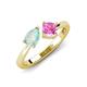 3 - Lysha 1.16 ctw Opal Pear Shape (7x5 mm) & Lab Created Pink Sapphire Cushion Shape (5.00 mm) Toi Et Moi Engagement Ring 
