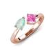 3 - Lysha 1.16 ctw Opal Pear Shape (7x5 mm) & Lab Created Pink Sapphire Cushion Shape (5.00 mm) Toi Et Moi Engagement Ring 