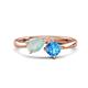 1 - Lysha 1.10 ctw Opal Pear Shape (7x5 mm) & Blue Topaz Cushion Shape (5.00 mm) Toi Et Moi Engagement Ring 