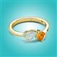 2 - Lysha 0.85 ctw Opal Pear Shape (7x5 mm) & Citrine Cushion Shape (5.00 mm) Toi Et Moi Engagement Ring 