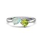 1 - Lysha 1.00 ctw Opal Pear Shape (7x5 mm) & Peridot Cushion Shape (5.00 mm) Toi Et Moi Engagement Ring 