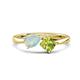 1 - Lysha 1.00 ctw Opal Pear Shape (7x5 mm) & Peridot Cushion Shape (5.00 mm) Toi Et Moi Engagement Ring 