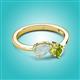 2 - Lysha 1.00 ctw Opal Pear Shape (7x5 mm) & Peridot Cushion Shape (5.00 mm) Toi Et Moi Engagement Ring 