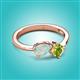 2 - Lysha 1.00 ctw Opal Pear Shape (7x5 mm) & Peridot Cushion Shape (5.00 mm) Toi Et Moi Engagement Ring 