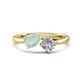 1 - Lysha 0.92 ctw Opal Pear Shape (7x5 mm) & Moissanite Cushion Shape (5.00 mm) Toi Et Moi Engagement Ring 