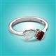 2 - Lysha 1.10 ctw Opal Pear Shape (7x5 mm) & Red Garnet Cushion Shape (5.00 mm) Toi Et Moi Engagement Ring 