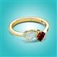 2 - Lysha 1.10 ctw Opal Pear Shape (7x5 mm) & Red Garnet Cushion Shape (5.00 mm) Toi Et Moi Engagement Ring 