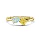 1 - Lysha 1.16 ctw Opal Pear Shape (7x5 mm) & Lab Created Yellow Sapphire Cushion Shape (5.00 mm) Toi Et Moi Engagement Ring 