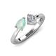3 - Lysha 0.85 ctw Opal Pear Shape (7x5 mm) & Lab Grown Diamond Cushion Shape (5.00 mm) Toi Et Moi Engagement Ring 