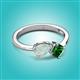 2 - Lysha 0.90 ctw Opal Pear Shape (7x5 mm) & Lab Created Emerald Cushion Shape (5.00 mm) Toi Et Moi Engagement Ring 