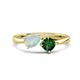 1 - Lysha 0.90 ctw Opal Pear Shape (7x5 mm) & Lab Created Emerald Cushion Shape (5.00 mm) Toi Et Moi Engagement Ring 