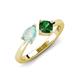 3 - Lysha 0.90 ctw Opal Pear Shape (7x5 mm) & Lab Created Emerald Cushion Shape (5.00 mm) Toi Et Moi Engagement Ring 