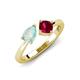 3 - Lysha 1.16 ctw Opal Pear Shape (7x5 mm) & Lab Created Ruby Cushion Shape (5.00 mm) Toi Et Moi Engagement Ring 