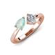 3 - Lysha 0.85 ctw Opal Pear Shape (7x5 mm) & Natural Diamond Cushion Shape (5.00 mm) Toi Et Moi Engagement Ring 