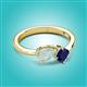 2 - Lysha 1.16 ctw Opal Pear Shape (7x5 mm) & Lab Created Blue Sapphire Cushion Shape (5.00 mm) Toi Et Moi Engagement Ring 