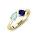 3 - Lysha 1.16 ctw Opal Pear Shape (7x5 mm) & Lab Created Blue Sapphire Cushion Shape (5.00 mm) Toi Et Moi Engagement Ring 