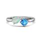 1 - Lysha 1.10 ctw Opal Pear Shape (7x5 mm) & Blue Topaz Cushion Shape (5.00 mm) Toi Et Moi Engagement Ring 