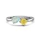 1 - Lysha 1.16 ctw Opal Pear Shape (7x5 mm) & Lab Created Yellow Sapphire Cushion Shape (5.00 mm) Toi Et Moi Engagement Ring 