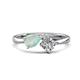 1 - Lysha 0.85 ctw Opal Pear Shape (7x5 mm) & Lab Grown Diamond Cushion Shape (5.00 mm) Toi Et Moi Engagement Ring 
