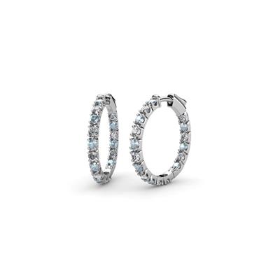 Amia Aquamarine and Diamond Hoop Earrings