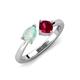 3 - Lysha 1.16 ctw Opal Pear Shape (7x5 mm) & Lab Created Ruby Cushion Shape (5.00 mm) Toi Et Moi Engagement Ring 