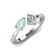 3 - Lysha 0.85 ctw Opal Pear Shape (7x5 mm) & Natural Diamond Cushion Shape (5.00 mm) Toi Et Moi Engagement Ring 