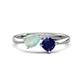 1 - Lysha 1.16 ctw Opal Pear Shape (7x5 mm) & Lab Created Blue Sapphire Cushion Shape (5.00 mm) Toi Et Moi Engagement Ring 