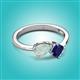 2 - Lysha 1.16 ctw Opal Pear Shape (7x5 mm) & Lab Created Blue Sapphire Cushion Shape (5.00 mm) Toi Et Moi Engagement Ring 