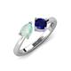 3 - Lysha 1.16 ctw Opal Pear Shape (7x5 mm) & Lab Created Blue Sapphire Cushion Shape (5.00 mm) Toi Et Moi Engagement Ring 