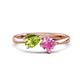1 - Lysha 1.61 ctw Peridot Pear Shape (7x5 mm) & Lab Created Pink Sapphire Cushion Shape (5.00 mm) Toi Et Moi Engagement Ring 