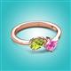 2 - Lysha 1.61 ctw Peridot Pear Shape (7x5 mm) & Lab Created Pink Sapphire Cushion Shape (5.00 mm) Toi Et Moi Engagement Ring 