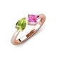 3 - Lysha 1.61 ctw Peridot Pear Shape (7x5 mm) & Lab Created Pink Sapphire Cushion Shape (5.00 mm) Toi Et Moi Engagement Ring 