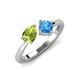 3 - Lysha 1.55 ctw Peridot Pear Shape (7x5 mm) & Blue Topaz Cushion Shape (5.00 mm) Toi Et Moi Engagement Ring 
