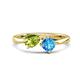 1 - Lysha 1.55 ctw Peridot Pear Shape (7x5 mm) & Blue Topaz Cushion Shape (5.00 mm) Toi Et Moi Engagement Ring 