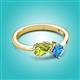 2 - Lysha 1.55 ctw Peridot Pear Shape (7x5 mm) & Blue Topaz Cushion Shape (5.00 mm) Toi Et Moi Engagement Ring 